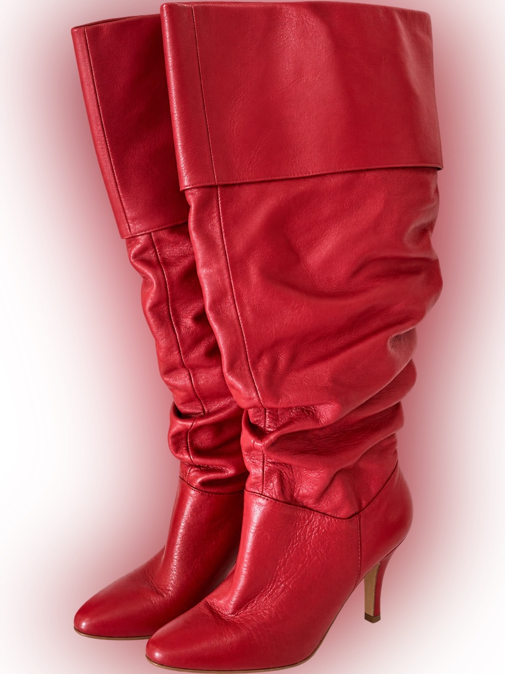 Colin Stuart Red Slouchy Knee High Heeled Boots Size 6